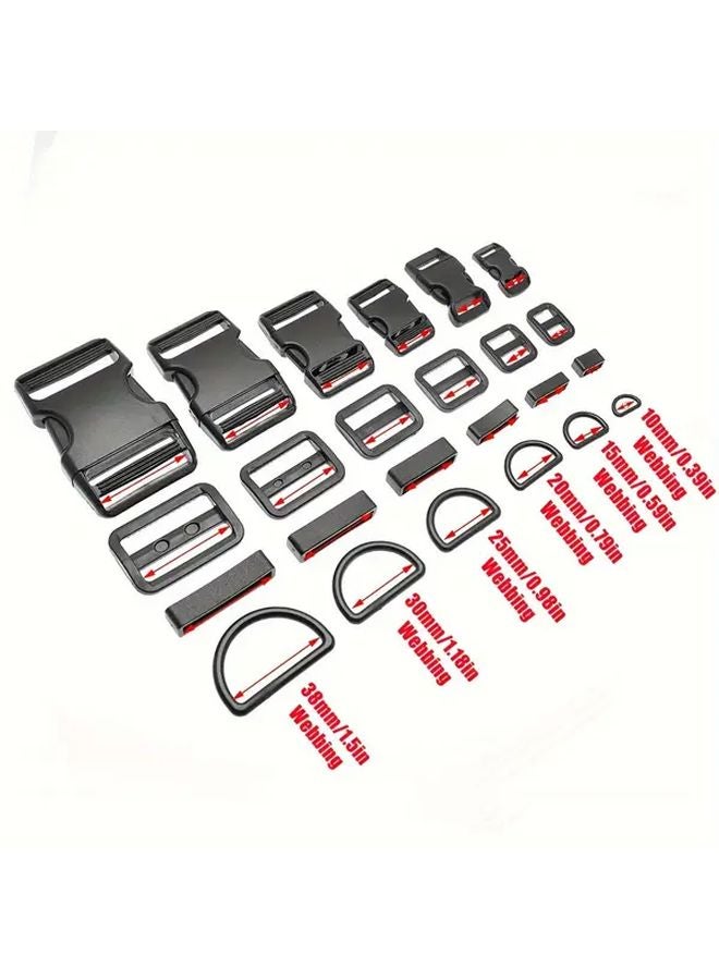 15mm Adjustable Plastic Slider D Rings Belt Loop Side Release Buckles for Paracord - Image 4